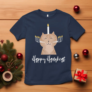 Cat Menorah Cute Jewish Kitten Hanukkah Chanukah Candle T Shirt TS09 Navy Printyourwear