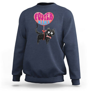 Cat Mom Sweatshirt Foster Cat Mama Black Cat Doodle TS02 Navy Printyourwear