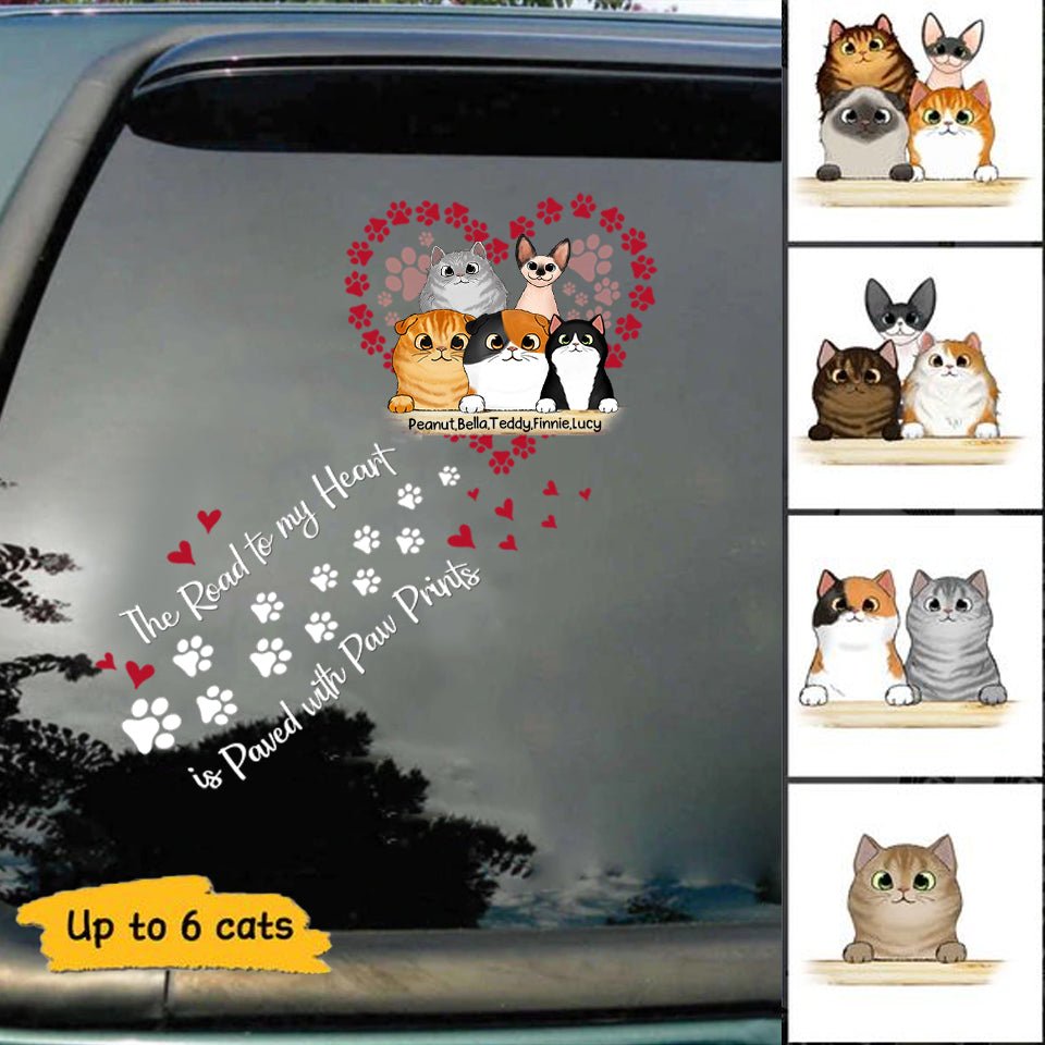 Cat Personalized Decal Road To My Heart Fluffy Cats CTM package 13x13cm Custom - Printyourwear