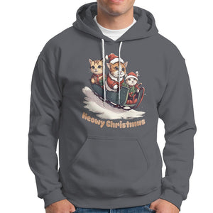 Cat Sleigh Meowy Christmas Holiday Santa Hat Hoodie TS09 Charcoal Printyourwear