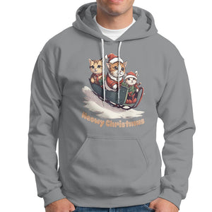 Cat Sleigh Meowy Christmas Holiday Santa Hat Hoodie TS09 Sport Gray Printyourwear