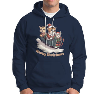 Cat Sleigh Meowy Christmas Holiday Santa Hat Hoodie TS09 Navy Printyourwear