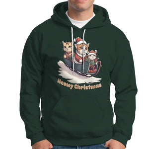 Cat Sleigh Meowy Christmas Holiday Santa Hat Hoodie TS09 Dark Forest Green Printyourwear