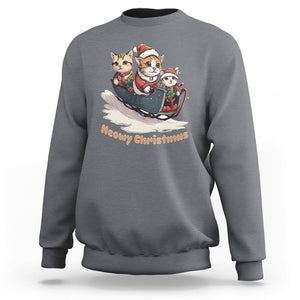 Cat Sleigh Meowy Christmas Holiday Santa Hat Sweatshirt TS09 Charcoal Printyourwear