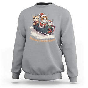 Cat Sleigh Meowy Christmas Holiday Santa Hat Sweatshirt TS09 Sport Gray Printyourwear