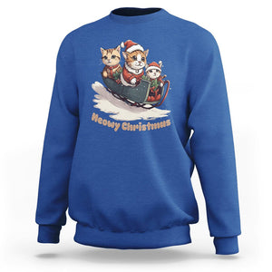 Cat Sleigh Meowy Christmas Holiday Santa Hat Sweatshirt TS09 Royal Blue Printyourwear