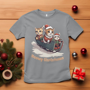 Cat Sleigh Meowy Christmas Holiday Santa Hat T Shirt TS09 Sport Gray Printyourwear