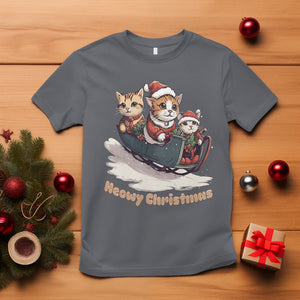 Cat Sleigh Meowy Christmas Holiday Santa Hat T Shirt TS09 Charcoal Printyourwear