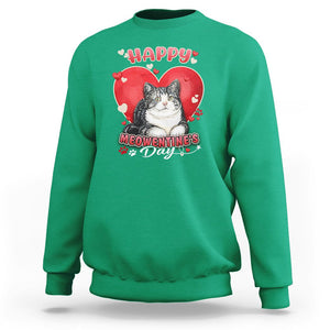 Cat Valentine Sweatshirt Happy Meowentine's Day Cute Heart TS02 Irish Green Printyourwear