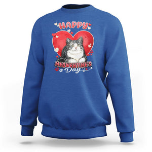 Cat Valentine Sweatshirt Happy Meowentine's Day Cute Heart TS02 Royal Blue Printyourwear