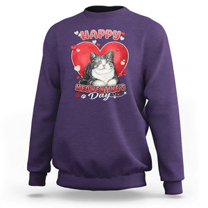 Cat Valentine Sweatshirt Happy Meowentine's Day Cute Heart TS02 Purple Printyourwear