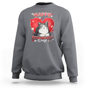 Cat Valentine Sweatshirt Happy Meowentine's Day Cute Heart TS02 Charcoal Printyourwear