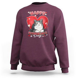 Cat Valentine Sweatshirt Happy Meowentine's Day Cute Heart TS02 Maroon Printyourwear