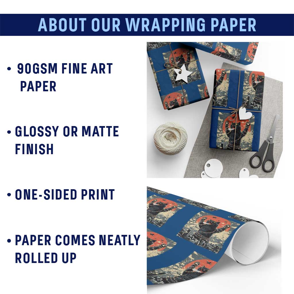 Japanese Cat Christmas Wrapping Paper Roll Funny Kitten Kitty Cat Lover TS14 Print Your Wear