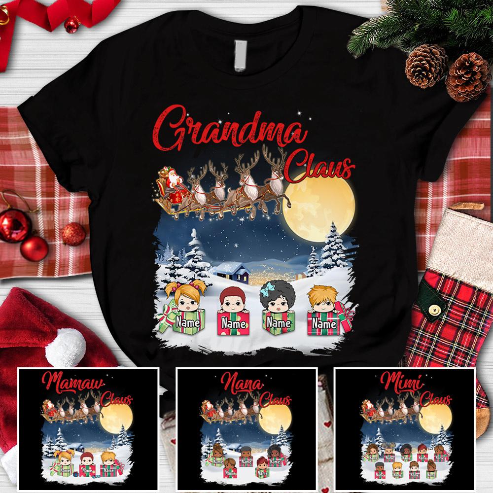 Custom Jeep Shirt Grandma Claus Kids Box, Grandma Nana Mimi CTM Youth Custom - Printyourwear