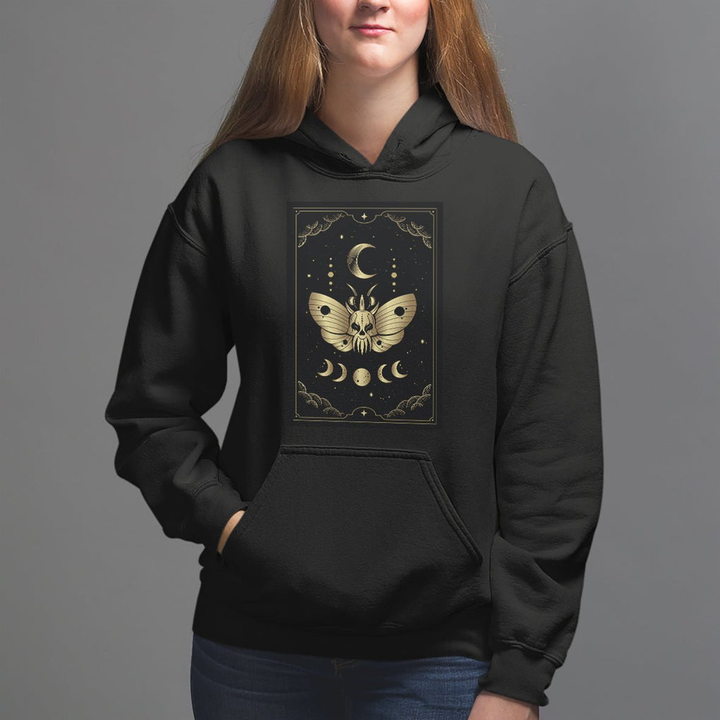 Celestial Dark Academia Death Head Moth Tarot Card Hoodie TS02 Black Printyourwear