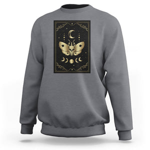 Celestial Dark Academia Death Head Moth Tarot Card Sweatshirt TS02 Charcoal Printyourwear