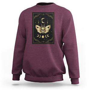 Celestial Dark Academia Death Head Moth Tarot Card Sweatshirt TS02 Maroon Printyourwear