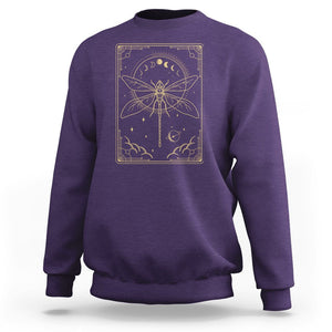 Celestial Dark Academia Dragonfly Tarot Card Moon Phases Sweatshirt TS02 Purple Printyourwear