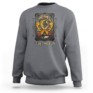 Celestial Floral Luna Moth Tarot Card The Moon Sweatshirt TS02 Charcoal Printyourwear