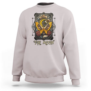 Celestial Floral Luna Moth Tarot Card The Moon Sweatshirt TS02 Ice Gray Printyourwear