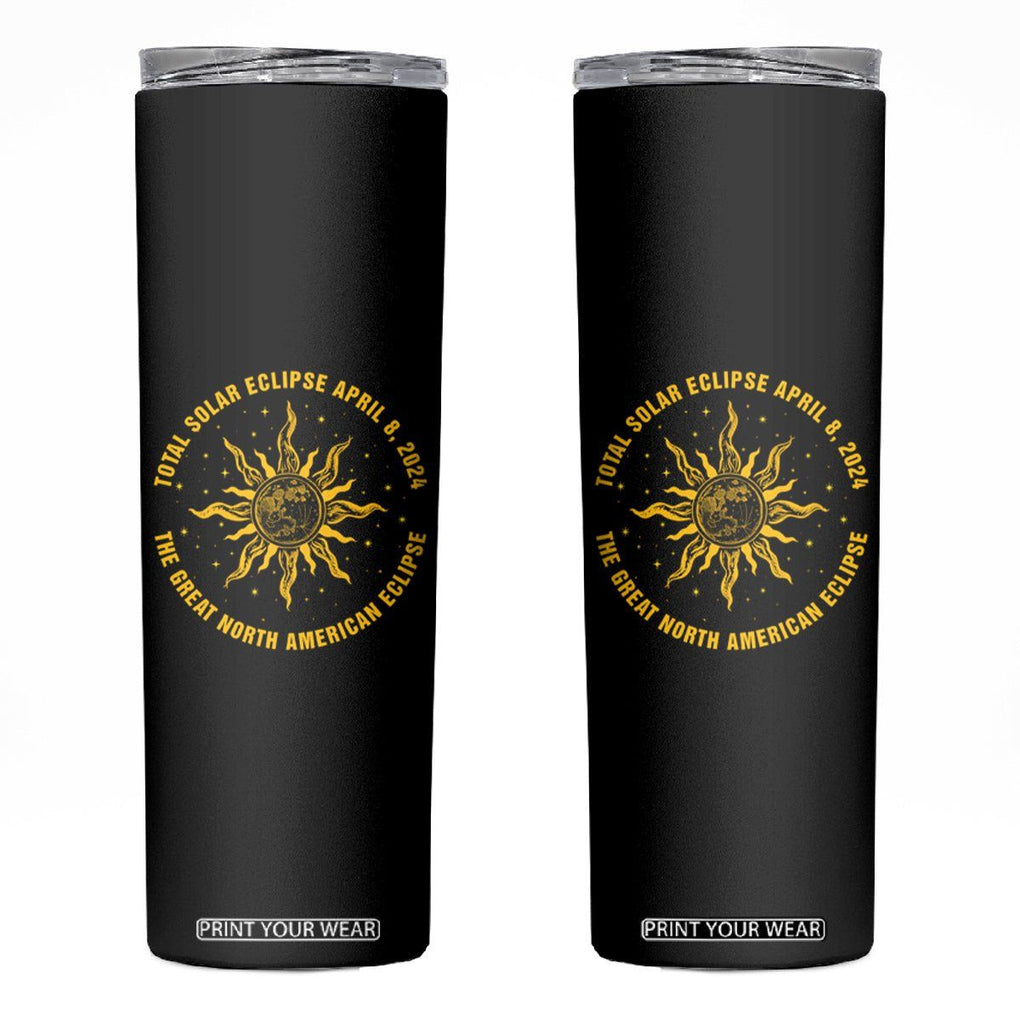 Celestial Total Solar Eclipse Skinny Tumbler April 8 2024 The Great North American Eclipse TB02 Black Printyourwear