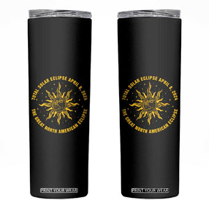 Celestial Total Solar Eclipse Skinny Tumbler April 8 2024 The Great North American Eclipse TB02 Black Printyourwear