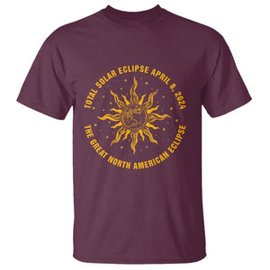 Celestial Total Solar Eclipse T Shirt April 8 2024 The Great North American Eclipse TS02 Maroon Printyourwear