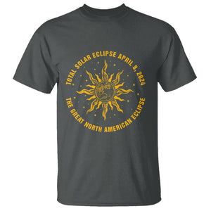 Celestial Total Solar Eclipse T Shirt April 8 2024 The Great North American Eclipse TS02 Dark Heather Printyourwear