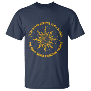 Celestial Total Solar Eclipse T Shirt April 8 2024 The Great North American Eclipse TS02 Navy Printyourwear