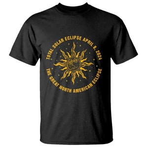 Celestial Total Solar Eclipse T Shirt April 8 2024 The Great North American Eclipse TS02 Black Printyourwear