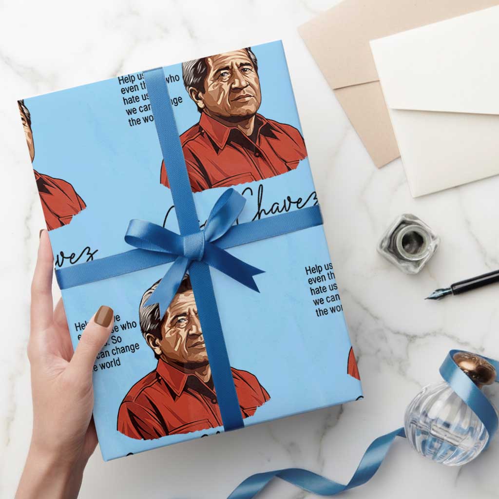 Cesar Chavez Quote Wrapping Paper Roll 31 March Celebration Day TS14 Light Blue Print Your Wear