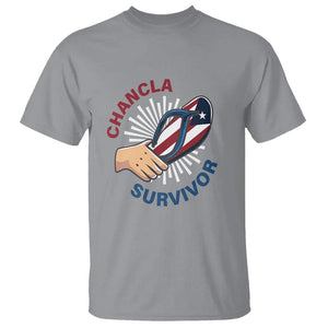 Chancla Survivor Funny Spanish Joke Puerto Rico T Shirt TS09 Sport Gray Print Your Wear