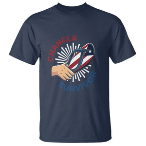 Chancla Survivor Funny Spanish Joke Puerto Rico T Shirt TS09 Navy Print Your Wear