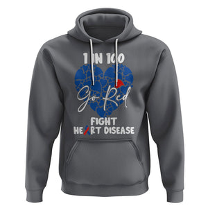 CHD Awareness Hoodie 1 in 100 Go Red Fight Heart Disease TS02 Charcoal Printyourwear