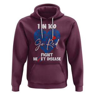 CHD Awareness Hoodie 1 in 100 Go Red Fight Heart Disease TS02 Maroon Printyourwear