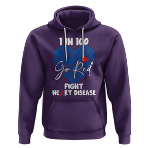 CHD Awareness Hoodie 1 in 100 Go Red Fight Heart Disease TS02 Purple Printyourwear