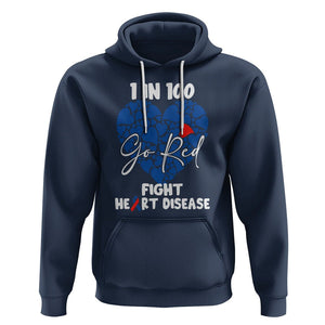 CHD Awareness Hoodie 1 in 100 Go Red Fight Heart Disease TS02 Navy Printyourwear