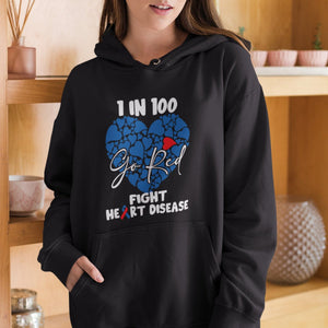 CHD Awareness Hoodie 1 in 100 Go Red Fight Heart Disease TS02 Printyourwear