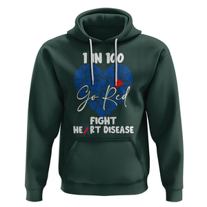 CHD Awareness Hoodie 1 in 100 Go Red Fight Heart Disease TS02 Dark Forest Green Printyourwear