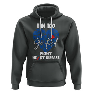 CHD Awareness Hoodie 1 in 100 Go Red Fight Heart Disease TS02 Dark Heather Printyourwear