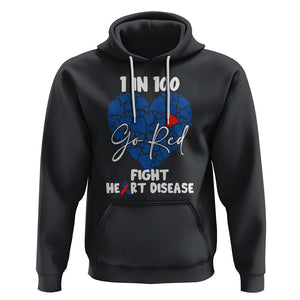 CHD Awareness Hoodie 1 in 100 Go Red Fight Heart Disease TS02 Black Printyourwear