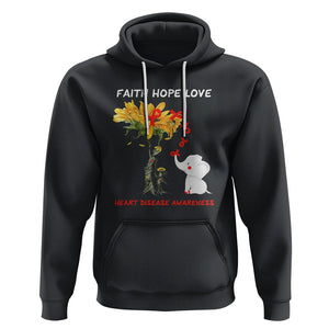 CHD Awareness Hoodie Faith Hope Love Support Heart Disease Awareness TS02 Black Printyourwear