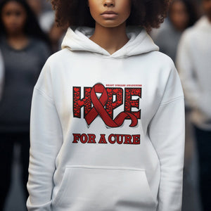 CHD Awareness Hoodie Hope For A Cure Heart Disease CHD Awareness Red Ribbon TS02 Printyourwear