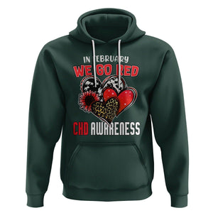 CHD Awareness Hoodie In February We Go Red Support Heart Disease Warrior TS02 Dark Forest Green Printyourwear