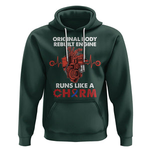 CHD Awareness Hoodie Original Body Rebuilt Engine Runs Like A Charm Heart Surgery TS02 Dark Forest Green Printyourwear