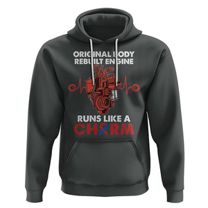 CHD Awareness Hoodie Original Body Rebuilt Engine Runs Like A Charm Heart Surgery TS02 Dark Heather Printyourwear