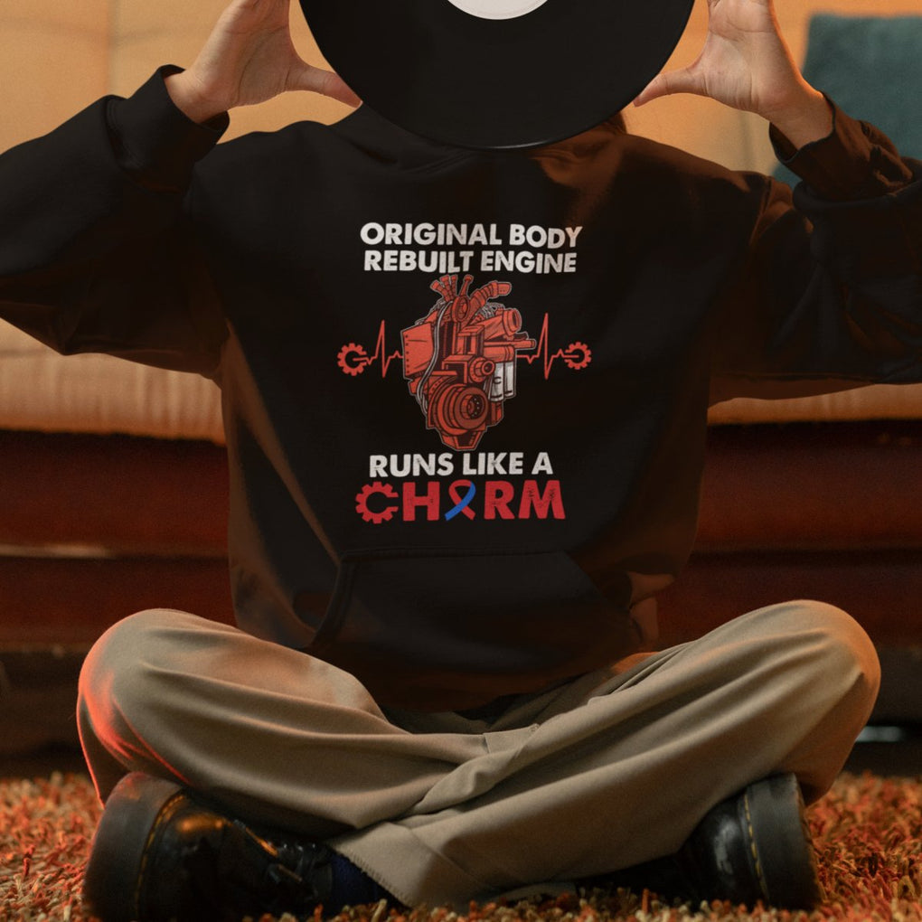 CHD Awareness Hoodie Original Body Rebuilt Engine Runs Like A Charm Heart Surgery TS02 Printyourwear