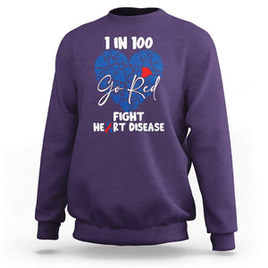 CHD Awareness Sweatshirt 1 in 100 Go Red Fight Heart Disease TS02 Purple Printyourwear