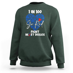 CHD Awareness Sweatshirt 1 in 100 Go Red Fight Heart Disease TS02 Dark Forest Green Printyourwear